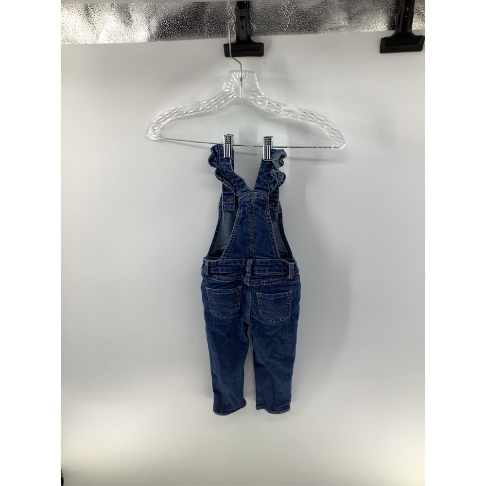 Wonder Nation Toddler Girls Blue Denim Ruffle Bib Overalls Medium Wash 18M